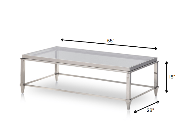 Steel And Glass Coffee Table, 18" HomeRoots