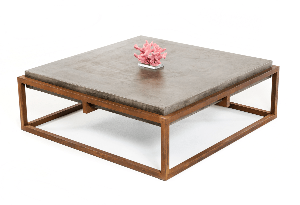 15" Concrete And Metal Coffee Table - HomeRoots - Coffee Table LLC -