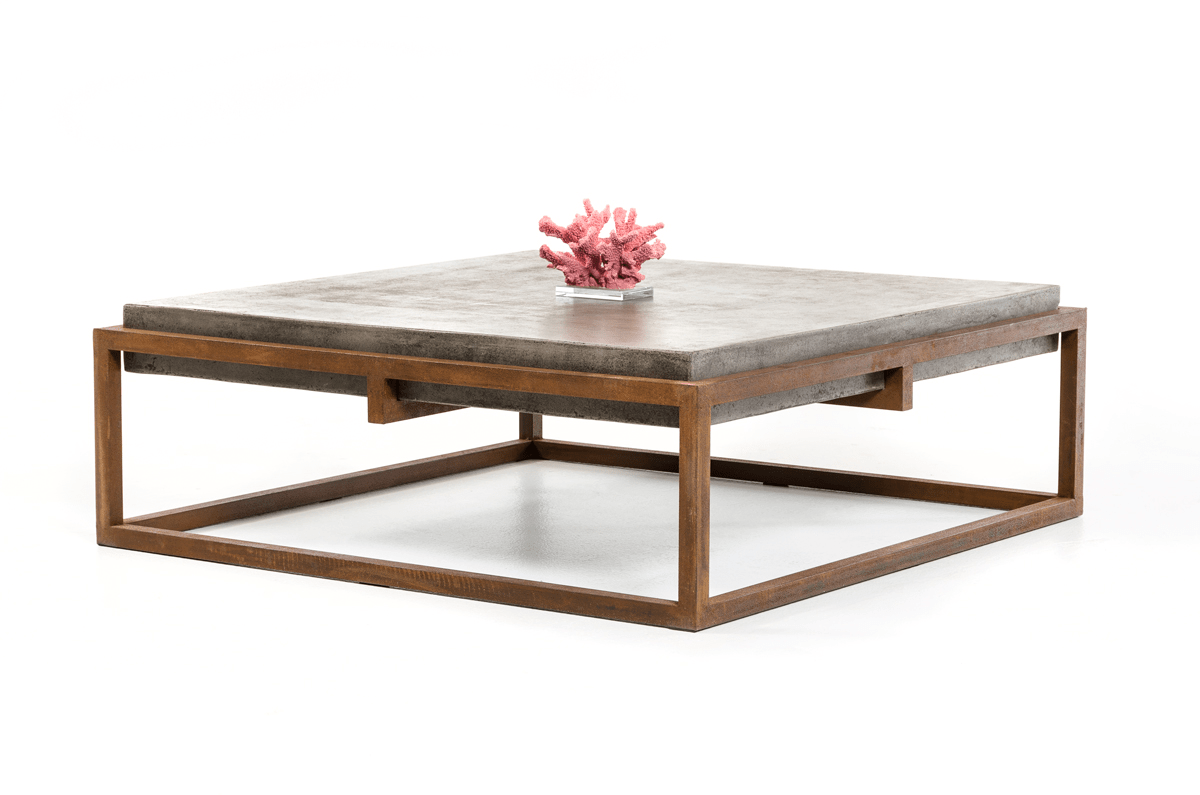 15" Concrete And Metal Coffee Table - HomeRoots - Coffee Table LLC -