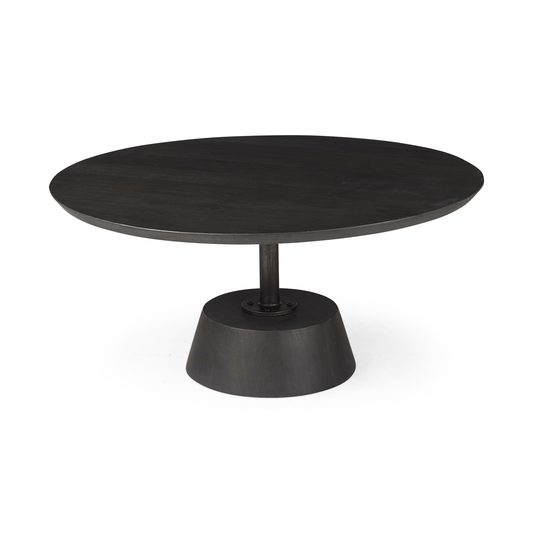 Black Wooden Pedestal Base Coffee Table - HomeRoots - Coffee Table LLC - Coffee Tables