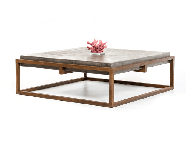 Concrete And Metal Coffee Table 15", HomeRoots - Coffee Table LLC - Coffee Tables