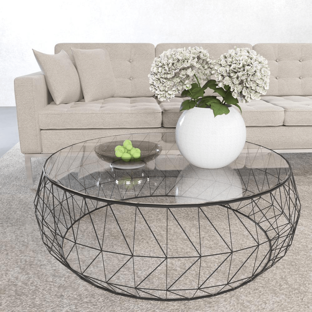 Malibu Modern Round Coffee Table, Black - Coffee Table LLC - Coffee Tables