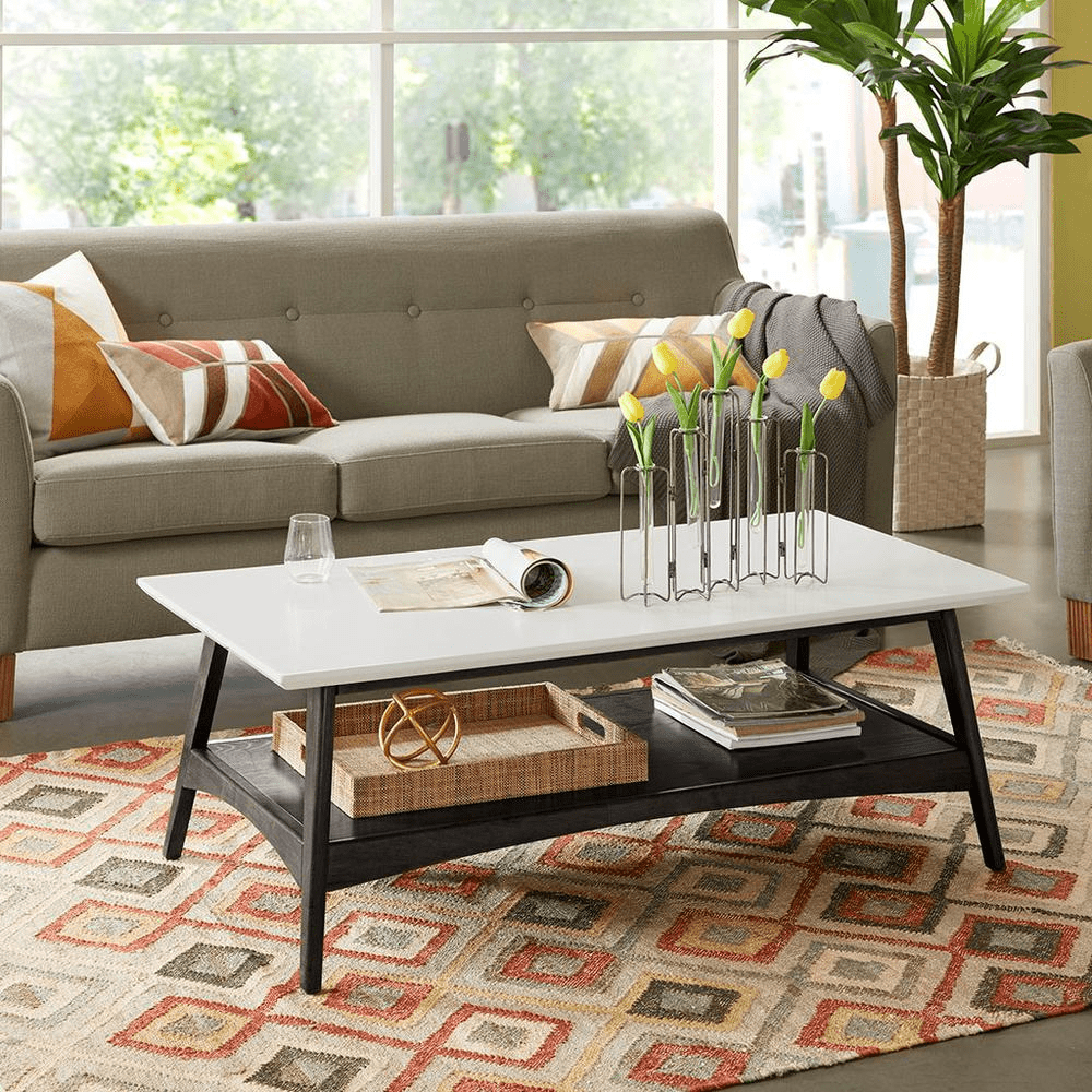 Parker Coffee Table, Off-White/Black - Coffee Table LLC - Coffee Tables