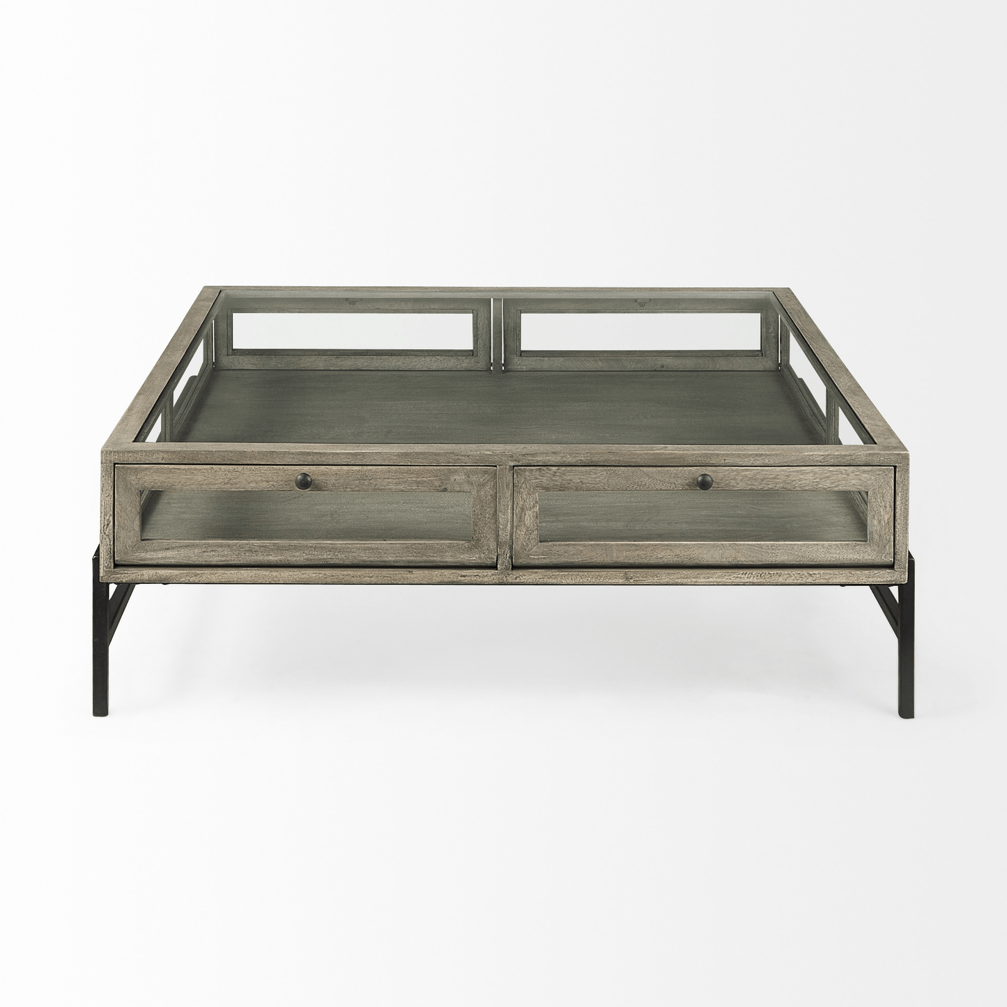 Rustic Gray Brown Shadowbox Coffee Table - Coffee Table LLC - Coffee Tables