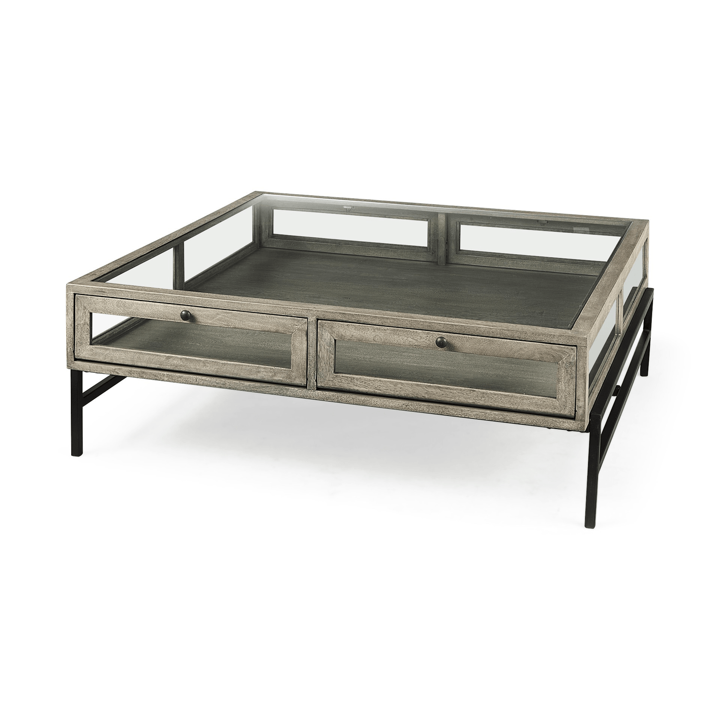 Rustic Gray Brown Shadowbox Coffee Table - Coffee Table LLC - Coffee Tables