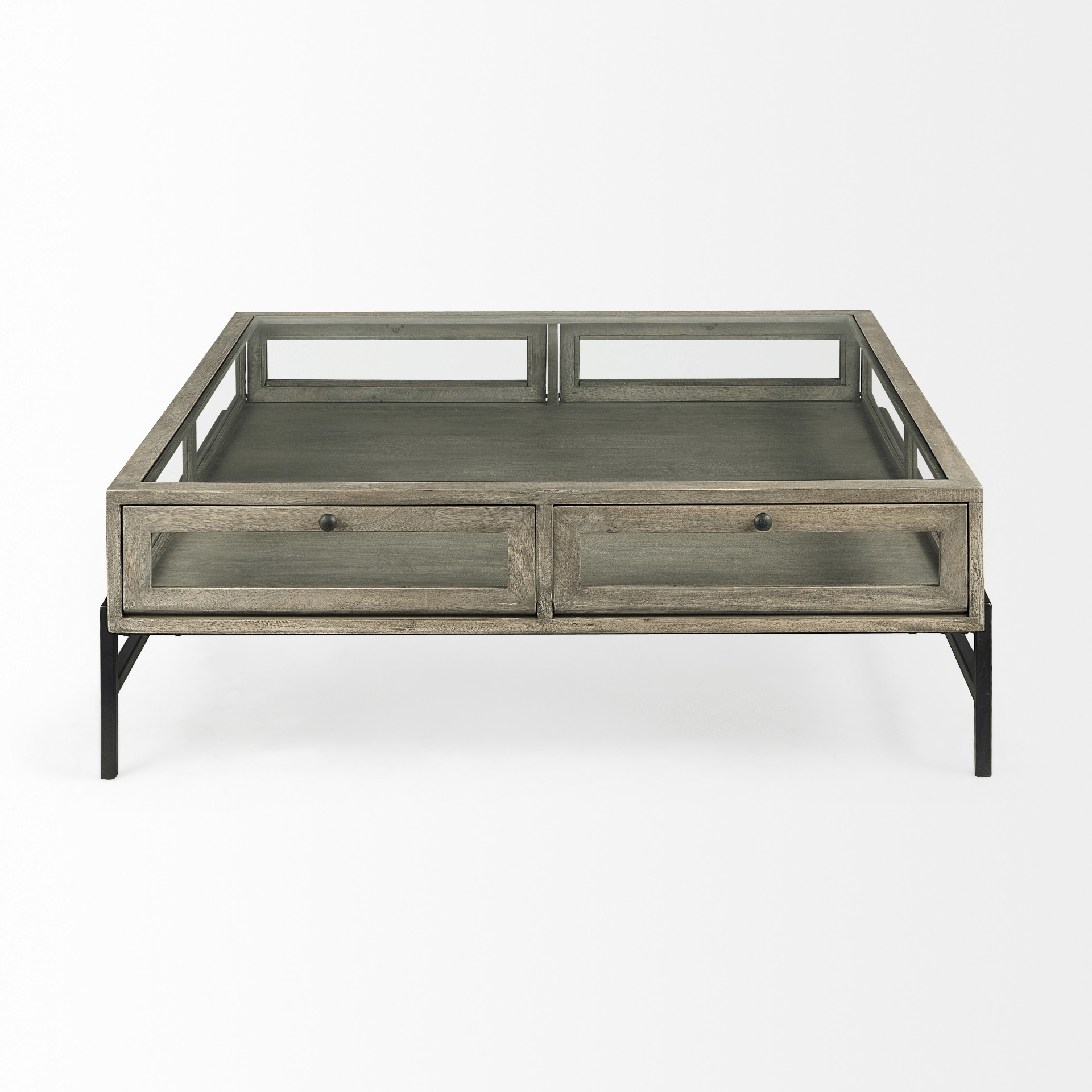 Rustic Gray Brown Shadowbox Coffee Table - Coffee Table LLC - Coffee Tables