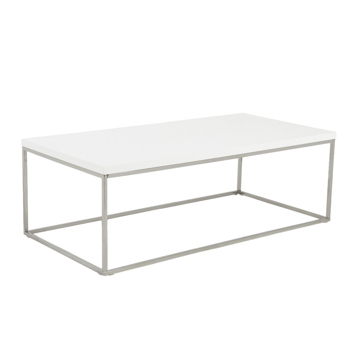 White and Chrome High Gloss Coffee Table - Coffee Table LLC - Coffee Tables